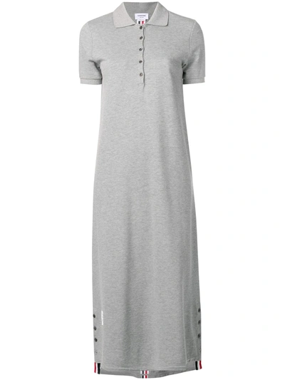 Shop Thom Browne Rwb-stripe Polo Shirt Dress In Grey