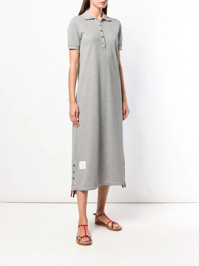 Shop Thom Browne Rwb-stripe Polo Shirt Dress In Grey