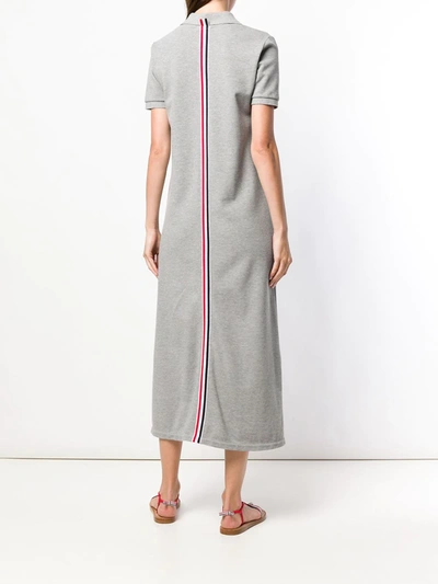 Shop Thom Browne Rwb-stripe Polo Shirt Dress In Grey