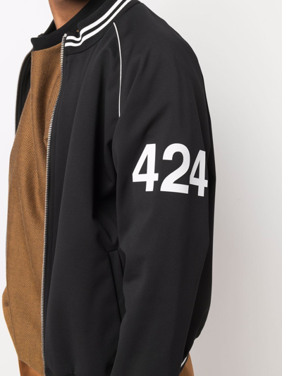 424 Black Polyester Bomber Jacket In Black
