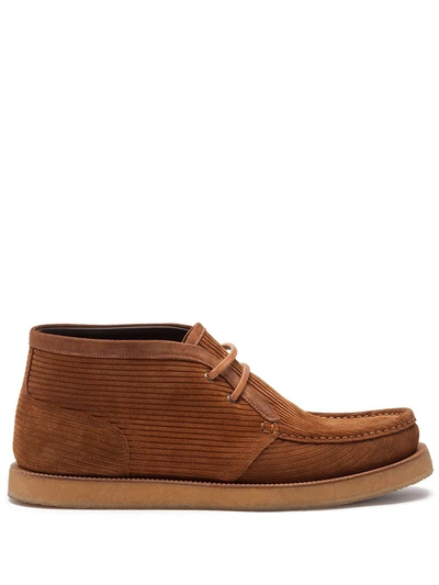 Shop Dolce & Gabbana Corduroy Lace-up Desert Boots In Brown