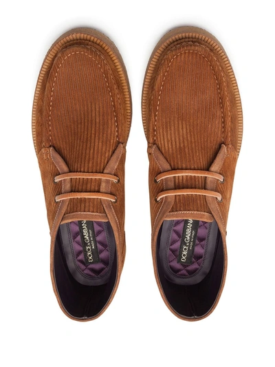 Shop Dolce & Gabbana Corduroy Lace-up Desert Boots In Brown