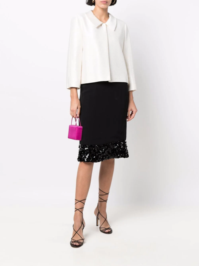 Pre-owned Chanel 2002 Sequin-embellished Hem Straight-cut Skirt In 黑色