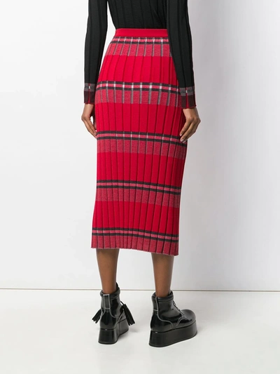 Shop Marni Ribbed Wool Skirt In Red