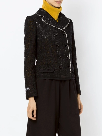 Shop Dolce & Gabbana Lace Design Jacket In Black