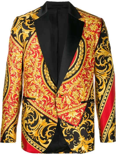 Shop Versace Barocco Print Blazer In Red