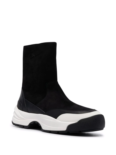 Shop Kenzo Chunky Sole Leather Boots In Schwarz