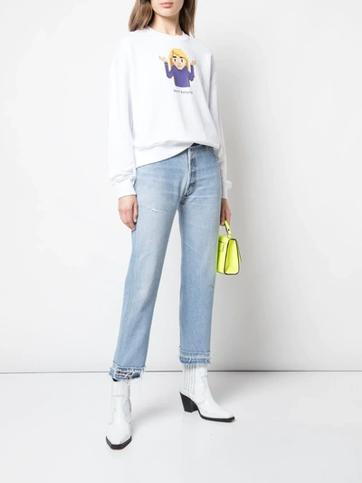 Mostly Heard Rarely Seen 8-bit Shrug Crew Neck Sweatshirt In White