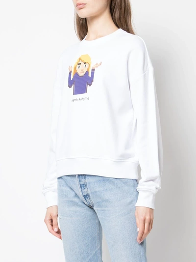 Mostly Heard Rarely Seen 8-bit Shrug Crew Neck Sweatshirt In White