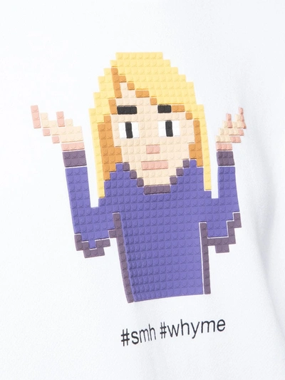 Mostly Heard Rarely Seen 8-bit Shrug Crew Neck Sweatshirt In White