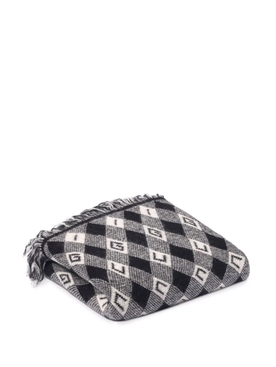 Shop Gucci Logo-intarsia Checked Blanket In Black