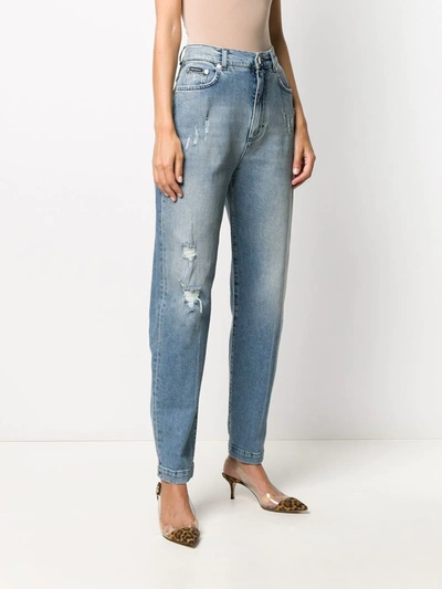Dolce & Gabbana Distressed High-rise Boyfriend Jeans In Blue