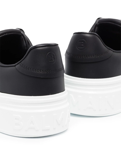 Balmain B Court Sneakers In Black Calfskin In Black
