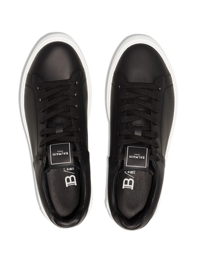 Balmain B Court Sneakers In Black Calfskin In Black