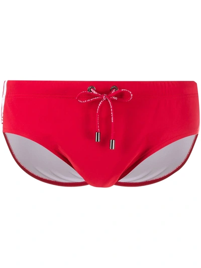 Shop Dolce & Gabbana Logo Band Swimming Trunks In Red