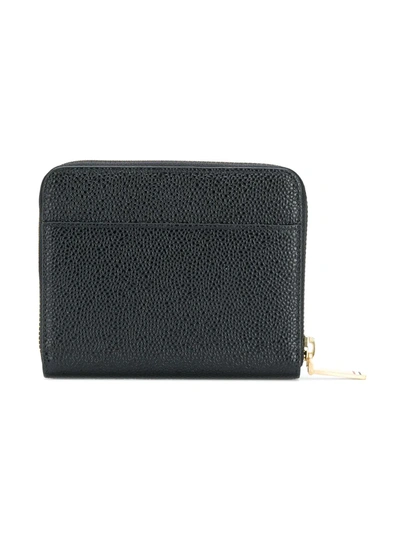 Thom Browne Pebbled Short Zip-around Purse In Black