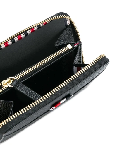Thom Browne Pebbled Short Zip-around Purse In Black