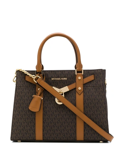 Shop Michael Michael Kors Monogram Tote Bag In Brown