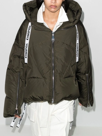Khrisjoy Feather Down Hooded Jacket In Green