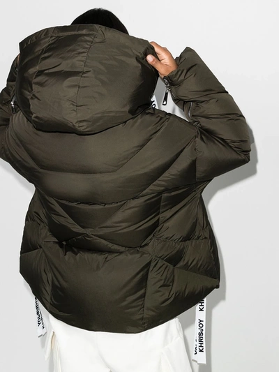 Khrisjoy Feather Down Hooded Jacket In Green