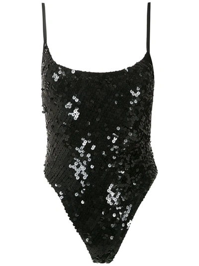 Shop Amir Slama Sequinned One-piece In Black