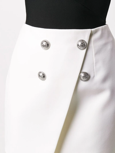 Shop Balmain Asymmetric Double-breasted Mini-skirt In White