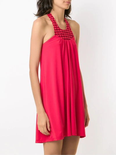 Shop Amir Slama Halter Neck Panel Dress In Red