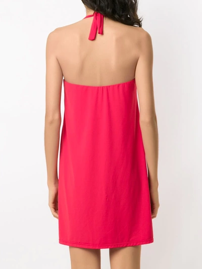 Shop Amir Slama Halter Neck Panel Dress In Red