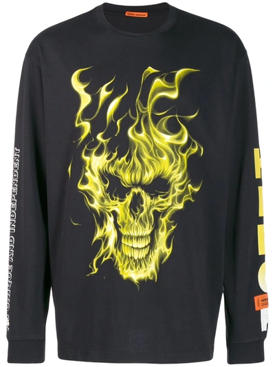 Shop Heron Preston Fire Skull Sweatshirt In Black