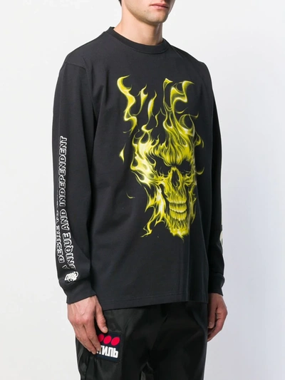 Shop Heron Preston Fire Skull Sweatshirt In Black