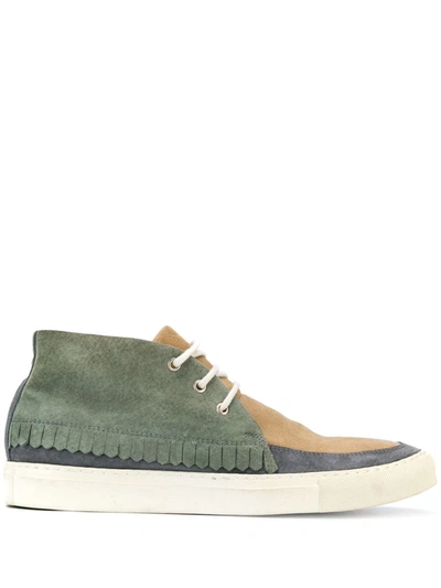 Pre-owned Comme Des Garçons Patchwork Lace-up Sneakers In Green