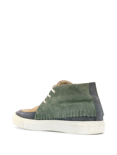 Pre-owned Comme Des Garçons Patchwork Lace-up Trainers In Green