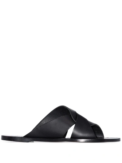 Shop Atp Atelier Allai Cut-out Flat Sandals In Black