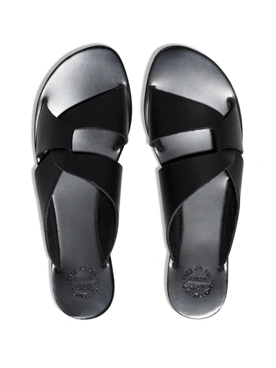 Shop Atp Atelier Allai Cut-out Flat Sandals In Black