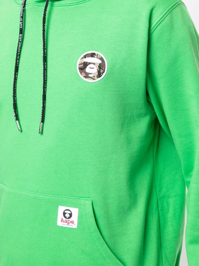Shop Aape By A Bathing Ape Chest Embroidered Logo Hoodie In Green