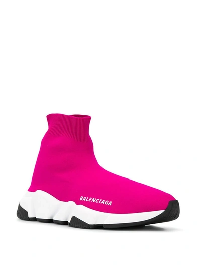 Balenciaga Speed Stretch-knit High-top Sneakers In Pink