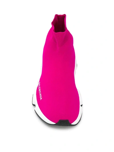 Balenciaga Speed Stretch-knit High-top Sneakers In Pink