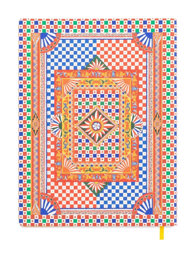 Dolce & Gabbana Medium Carretto-print Ruled Notebook In Orange