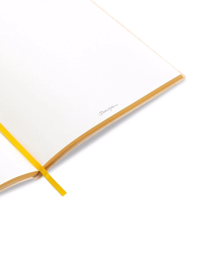 Dolce & Gabbana Medium Carretto-print Ruled Notebook In Orange