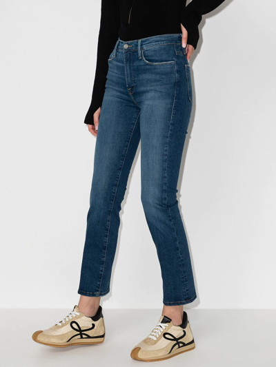 Frame Le High Straight Jeans In Blue