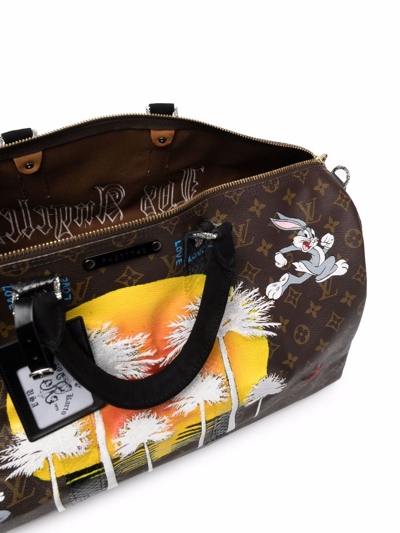 Shop Philip Karto Customised Speedy 50 Travel Bag In Brown