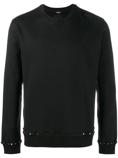 Shop Valentino Rockstud Crew-neck Sweatshirt In Black