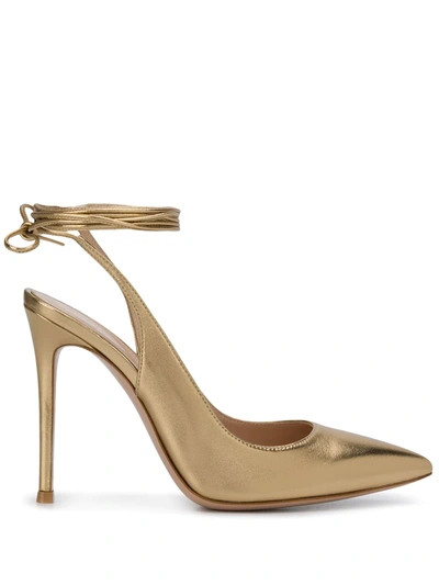 Shop Gianvito Rossi Irene Leather Pumps In Gold