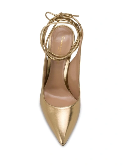 Shop Gianvito Rossi Irene Leather Pumps In Gold