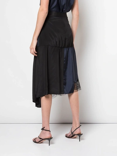 Shop Tibi Patchwork Asymmetric Skirt In Black