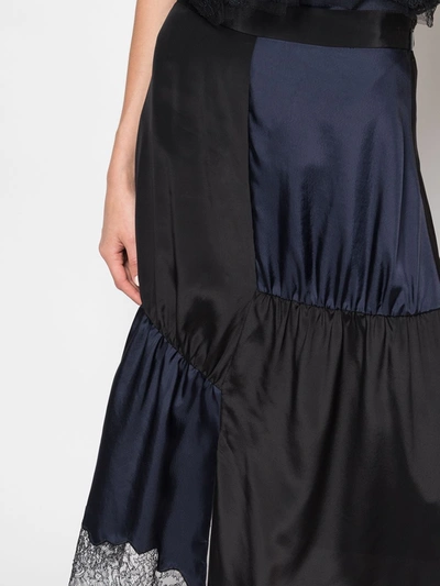 Shop Tibi Patchwork Asymmetric Skirt In Black