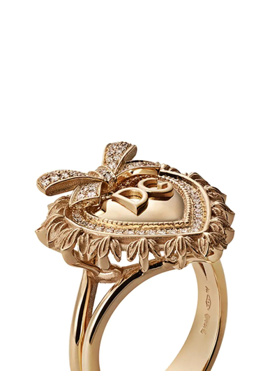 Shop Dolce & Gabbana 18kt Yellow Gold Diamond Devotion Ring