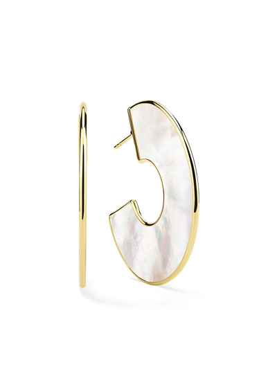 18K黄金镂空圆形吊饰耳环