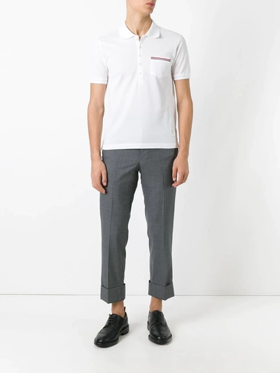 Shop Thom Browne Chest Pocket Polo Shirt In White