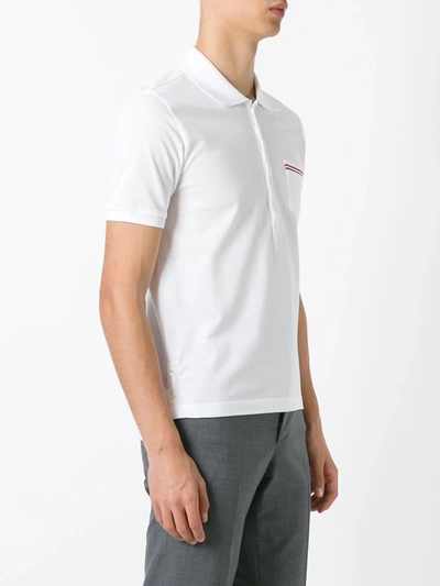 Thom Browne Rwb Trim Jersey Polo Short In White